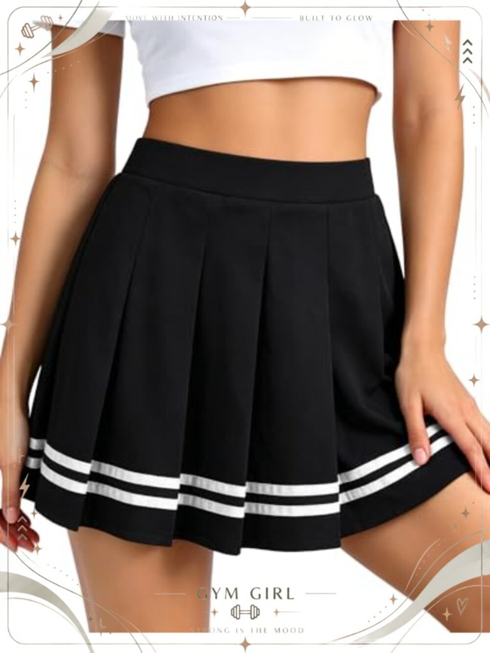 Pleated Mini Skort with Built-in Shorts High Waist Stretch Tennis Skirt